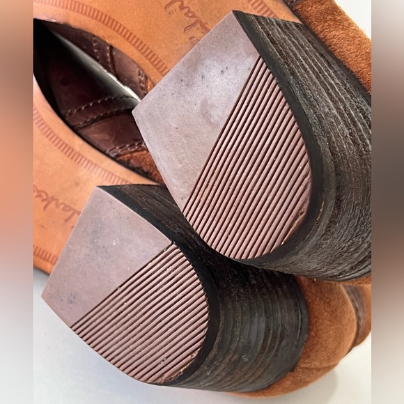 Clarks Maypearl Lilac Cognac Brown Leather Camel Ankle Boots Bootie Size 9.5 - Picture 11 of 16